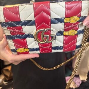 Gucci Red and White Quilted Crossbody Bag